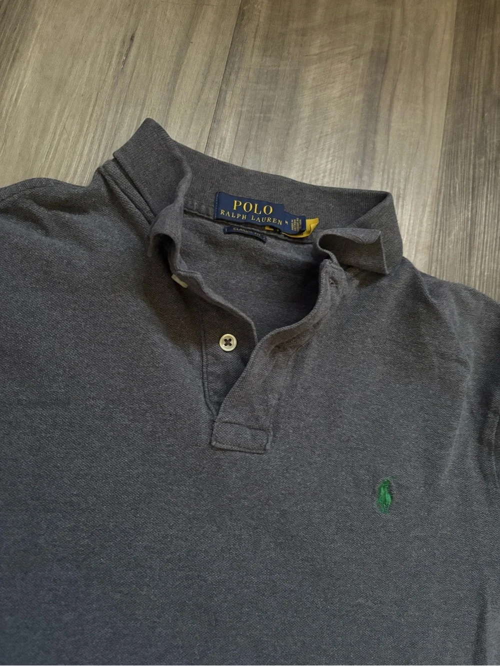 Polo Ralph Lauren Men’s M Regular Mesh Cotton Classic Fit Long Sleeve Polo Gray